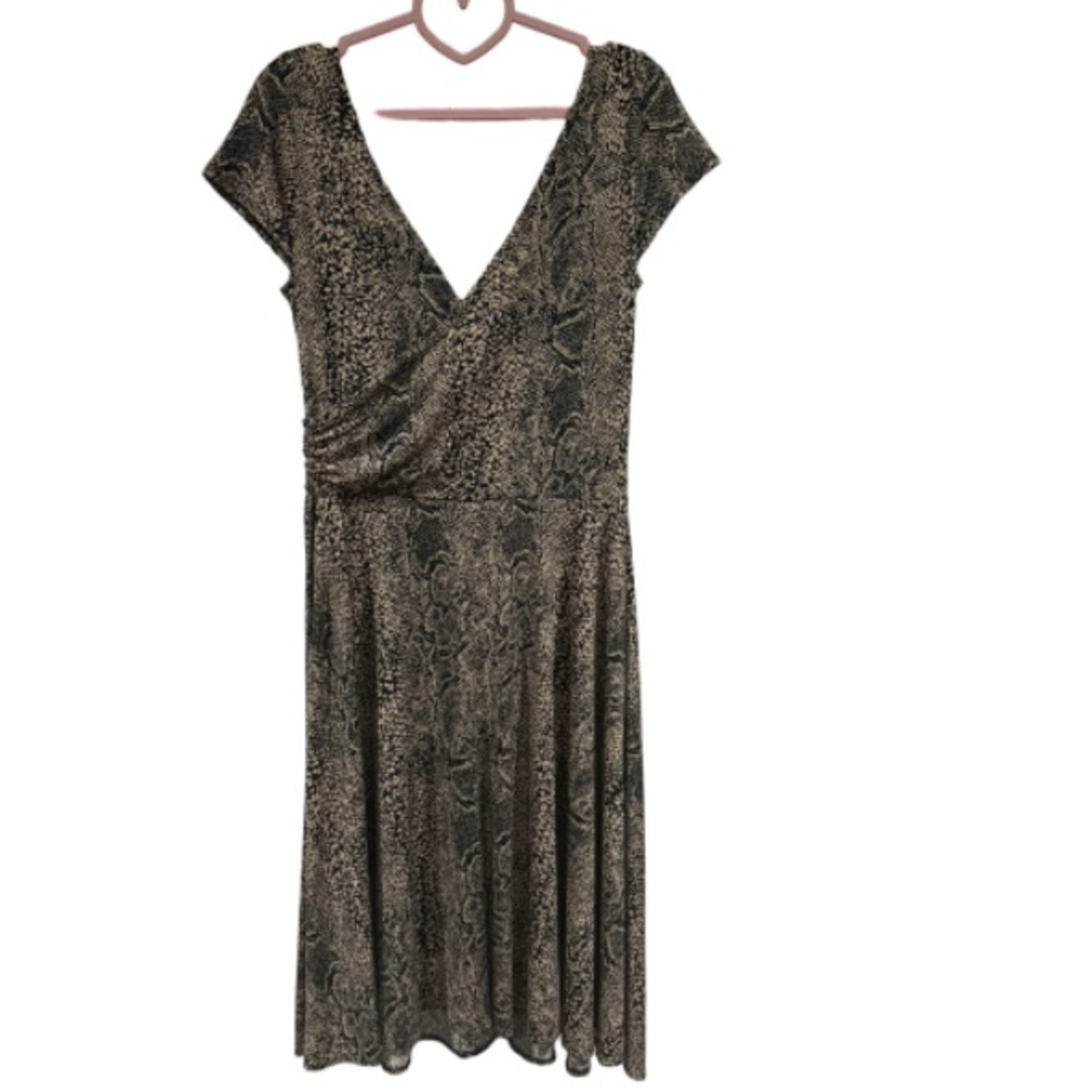 Dress barn Snake Print faux wrap Midi Dress